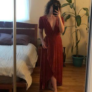 PrettyLittleThing Velvet Wrap Midi Dress